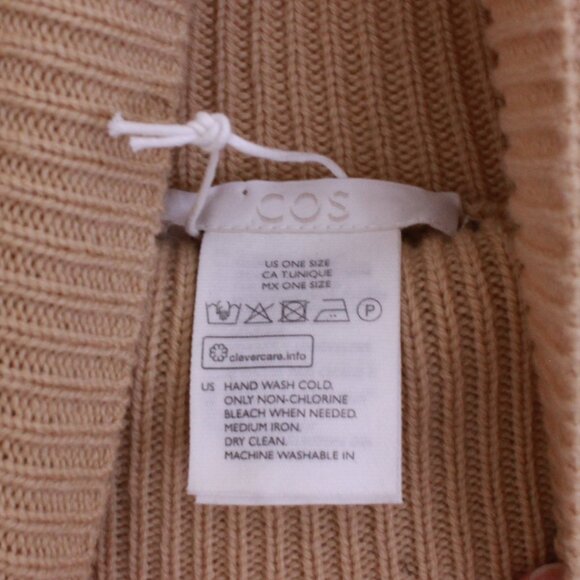 NWOT COS Cable Knit Wool Roll-Neck Turtleneck Belted Vest Camel Brown - Picture 3 of 11